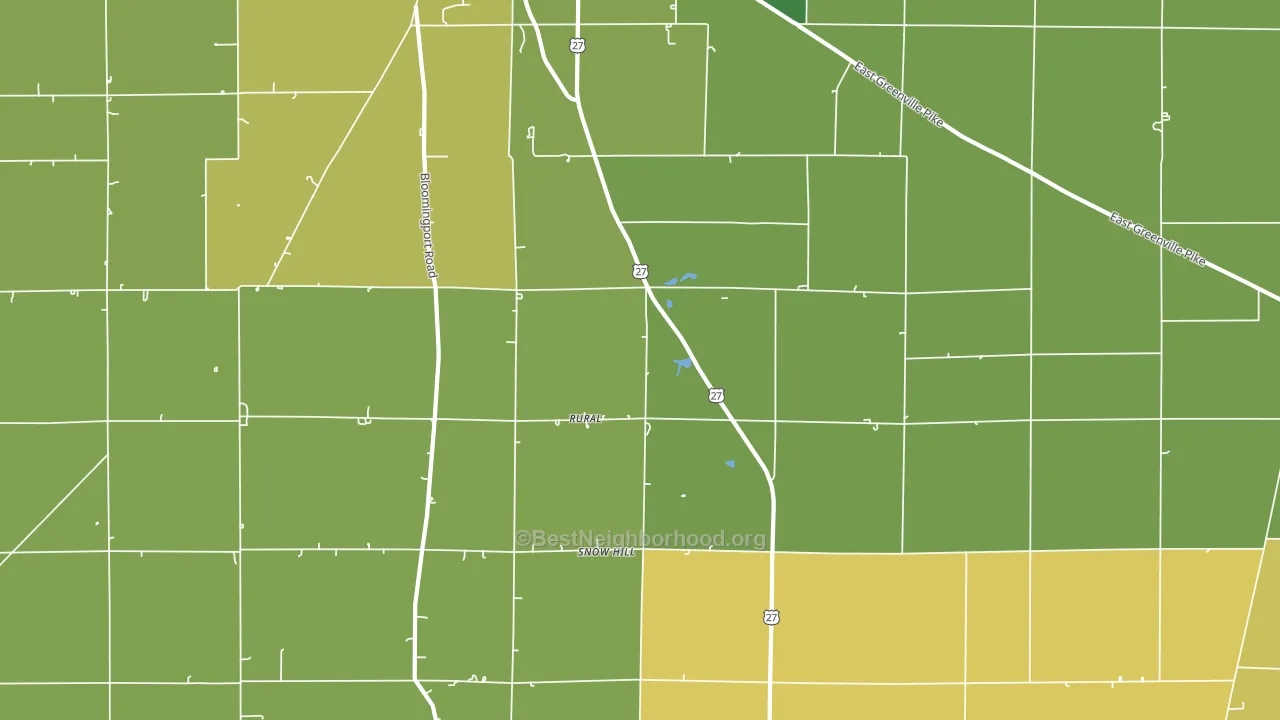 Rural, IN block-group voter-turnout map