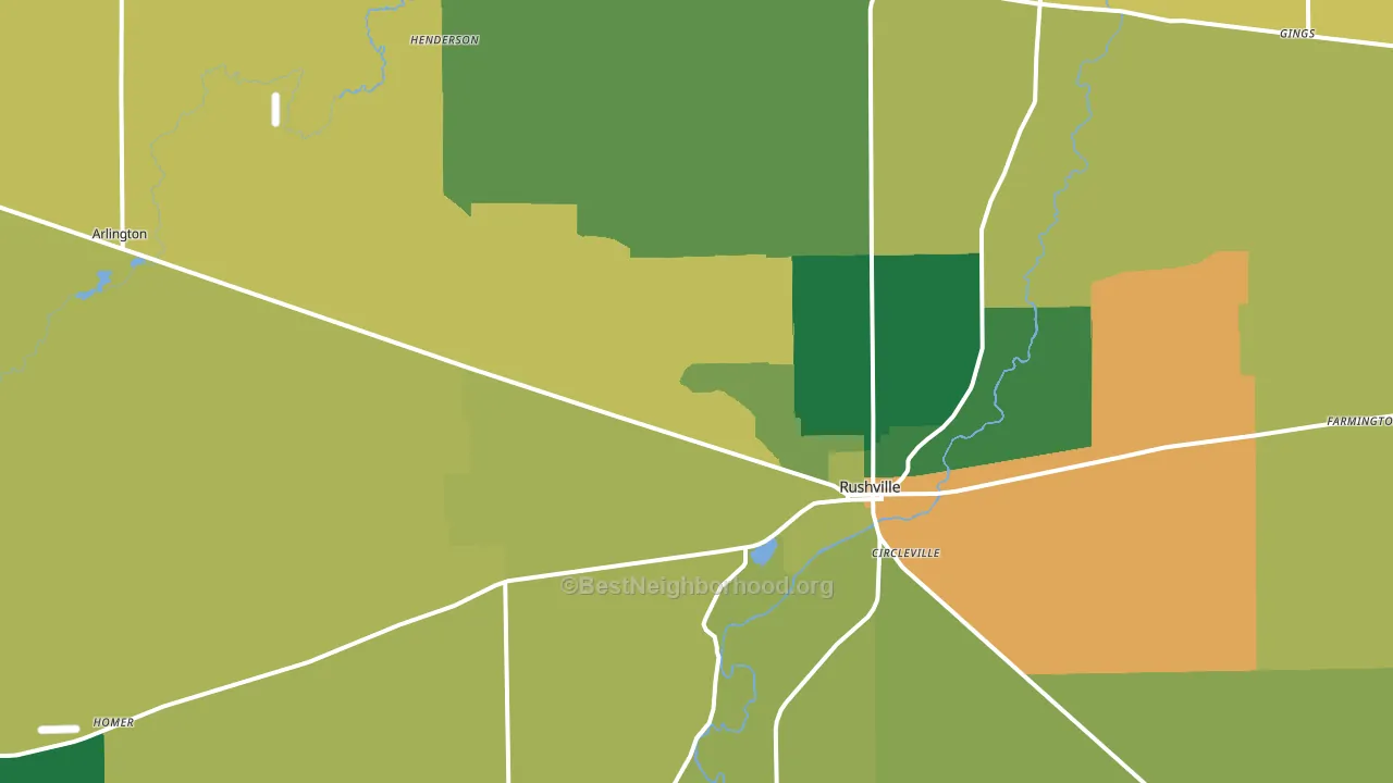 Rush County, IN block-group voter-turnout map