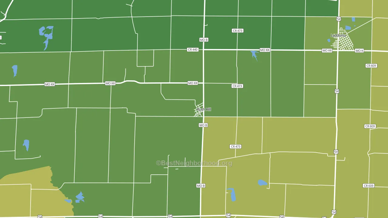 Rush Hill, MO block-group voter-turnout map