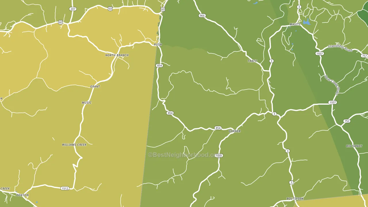 Rush, KY block-group voter-turnout map