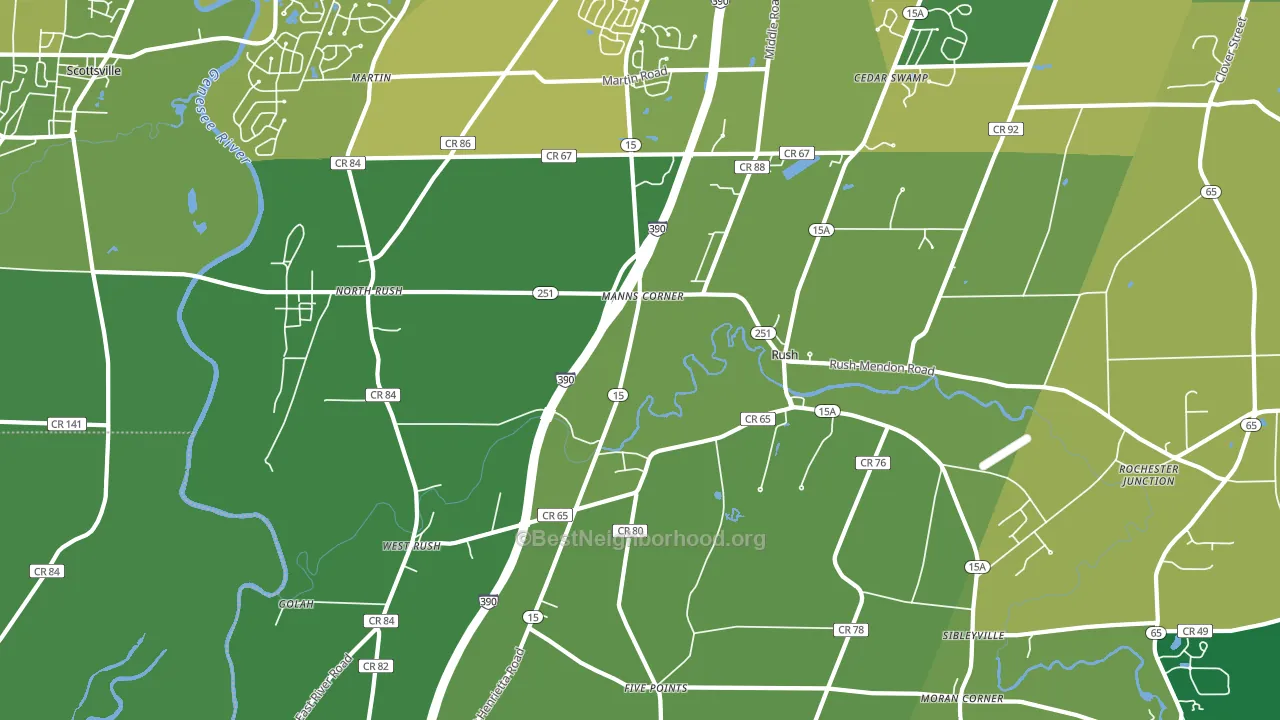 Rush, NY block-group voter-turnout map
