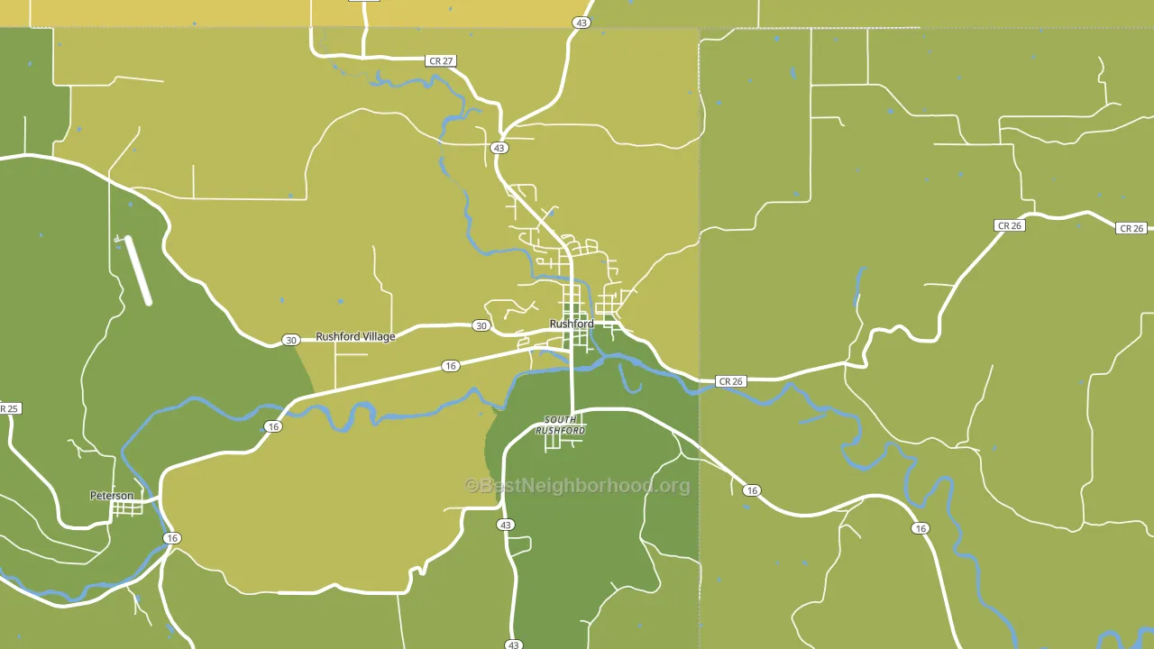 Rushford, MN block-group voter-turnout map