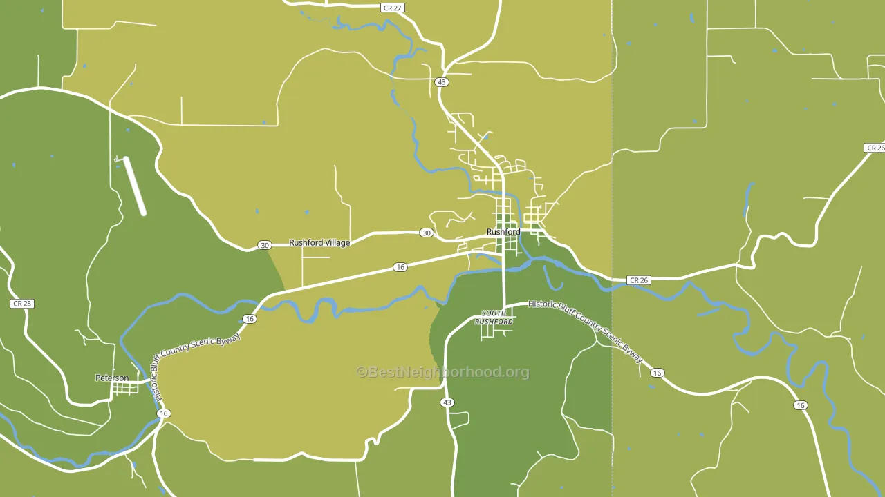 Rushford Village, MN block-group voter-turnout map