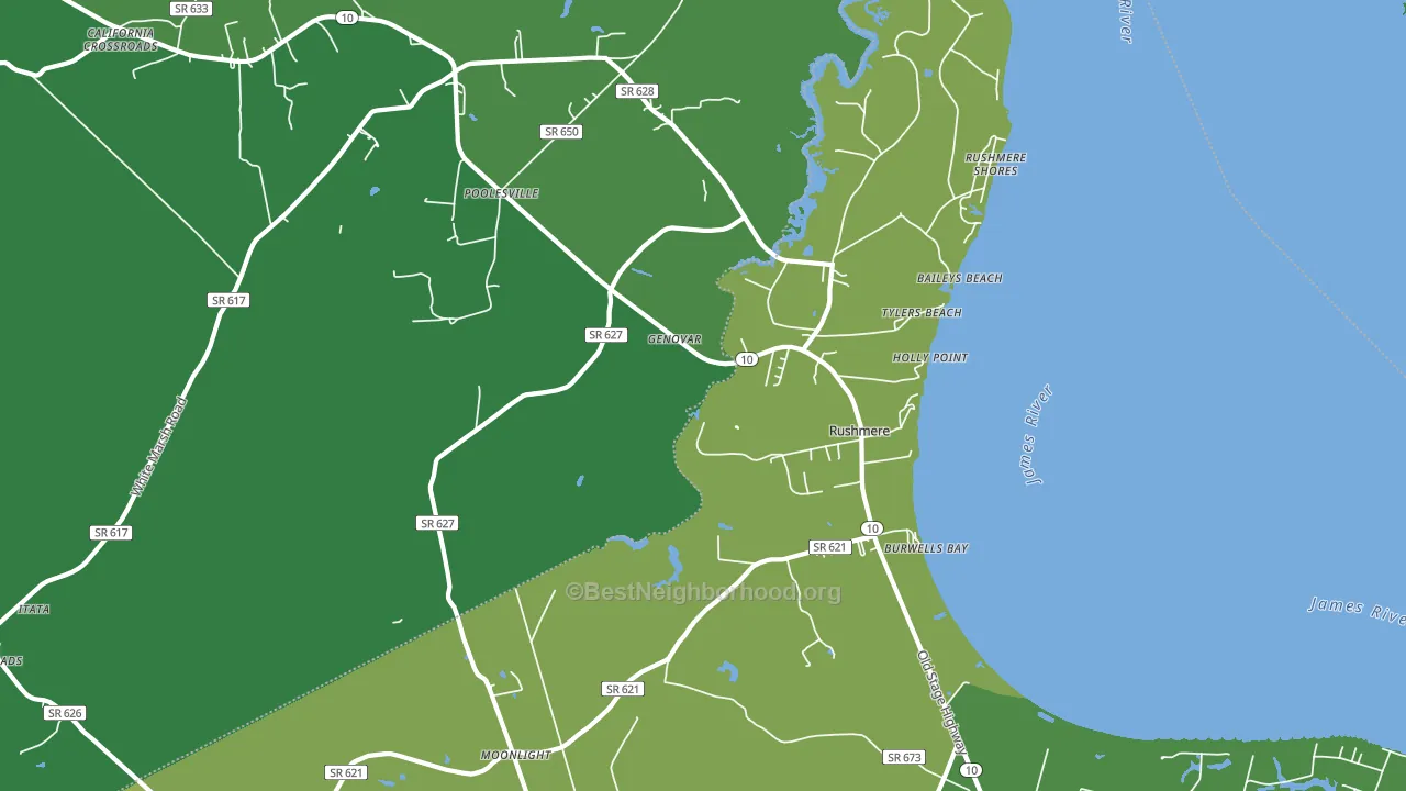 Rushmere, VA block-group voter-turnout map