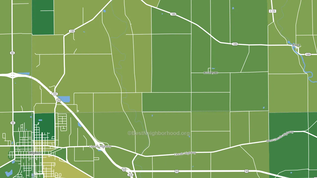 Rushmore, OH block-group voter-turnout map