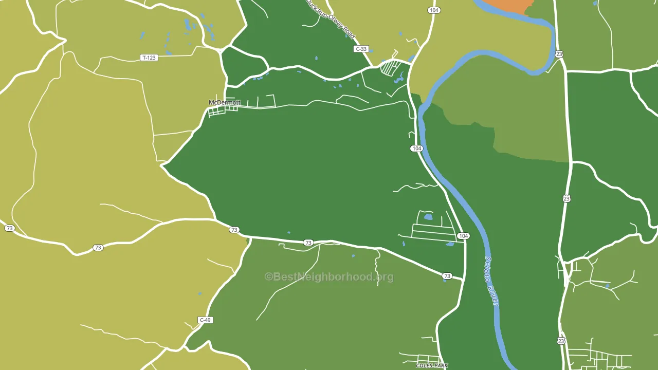 Rushtown, OH block-group voter-turnout map