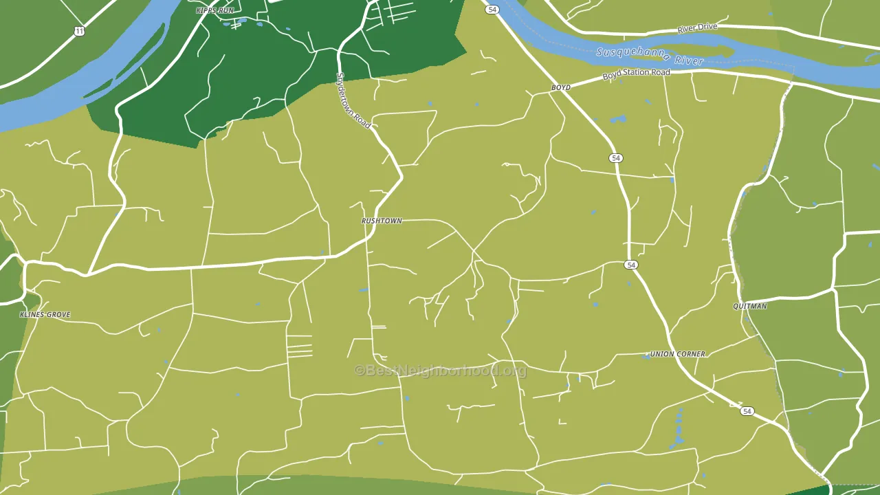 Rushtown, PA block-group voter-turnout map