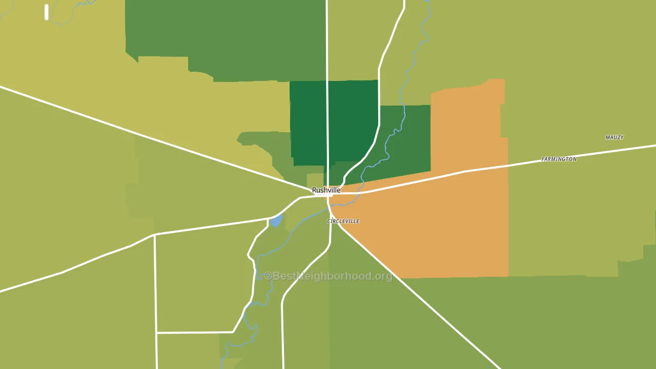 Rushville, IN block-group voter-turnout map