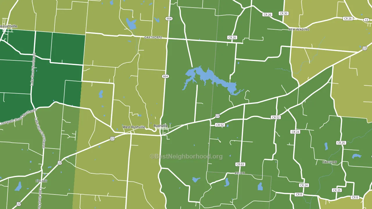 Rushville, OH block-group voter-turnout map