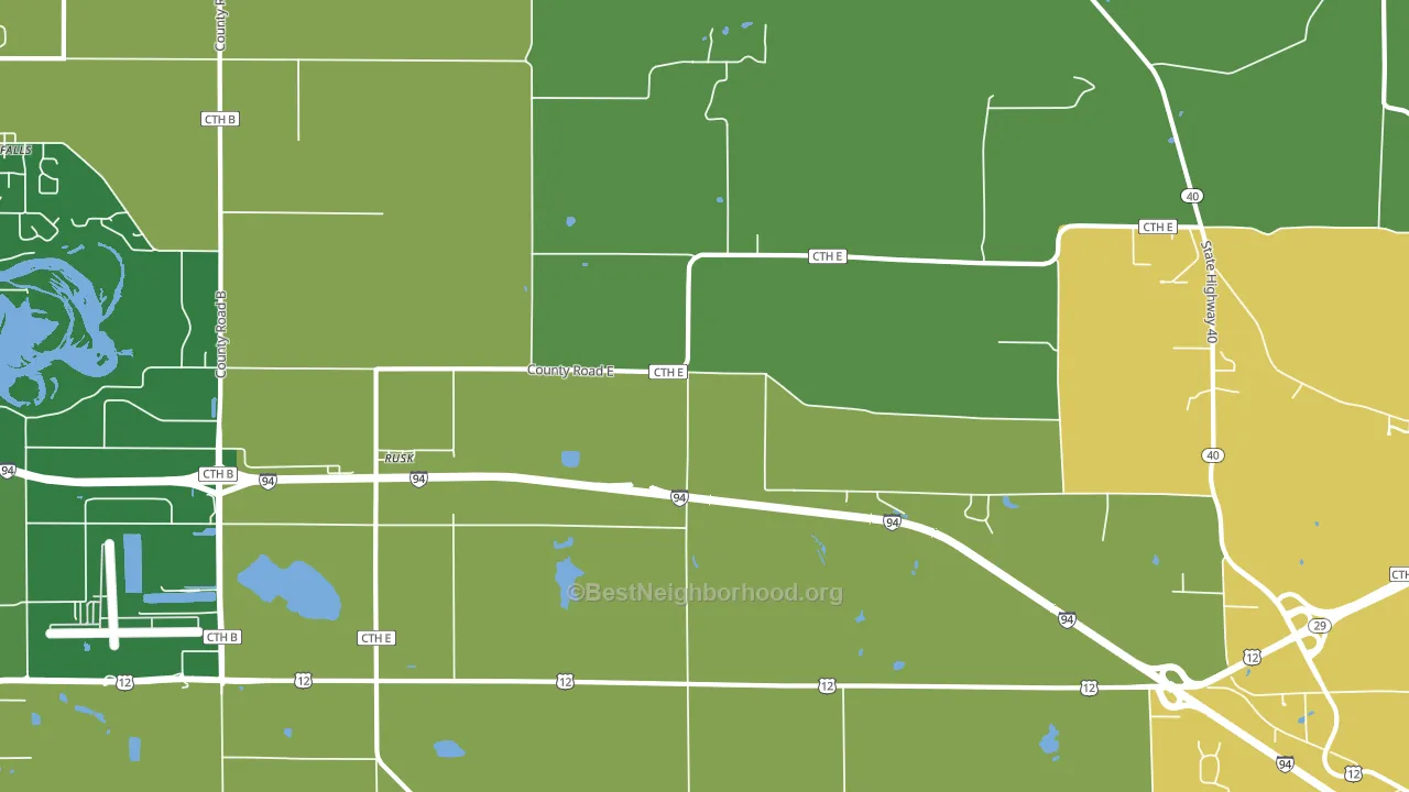 Rusk, WI block-group voter-turnout map