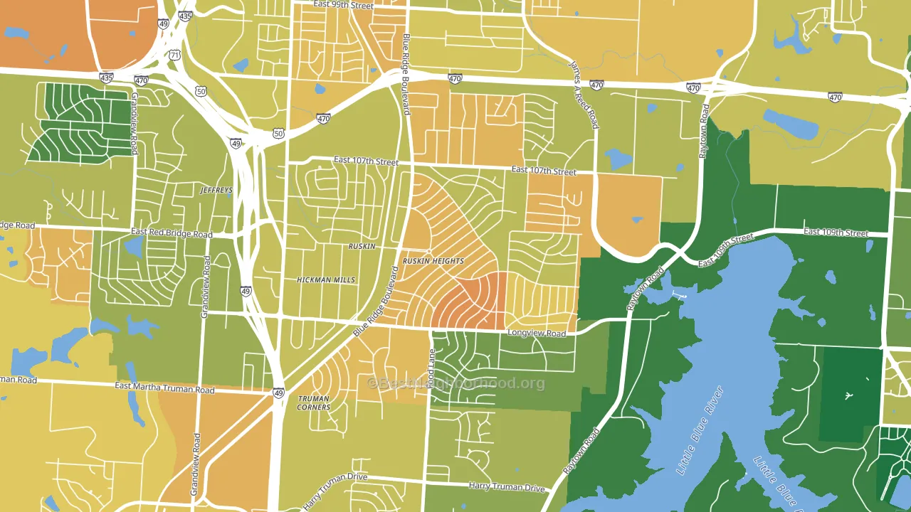Ruskin Heights, Kansas City, MO block-group voter-turnout map