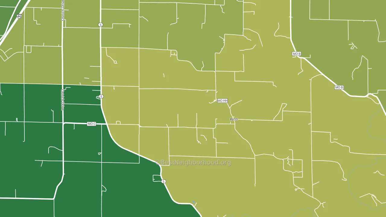 Russ, MO block-group voter-turnout map