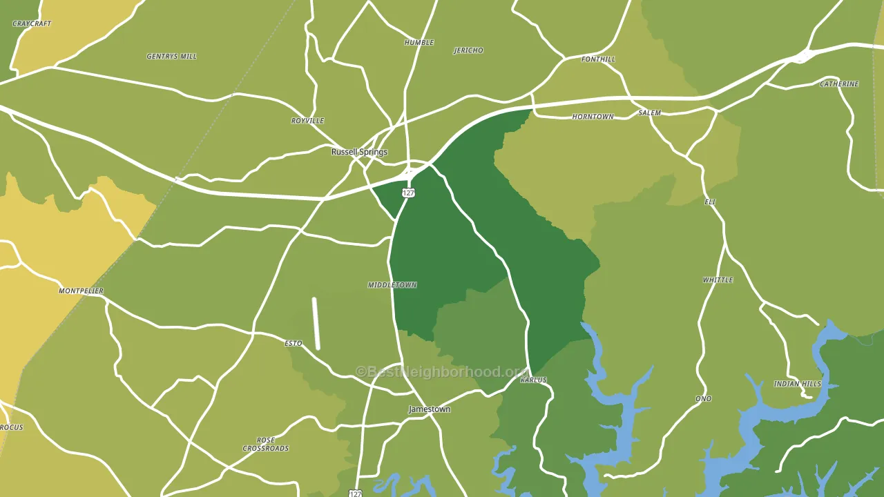 Russell County, KY block-group voter-turnout map