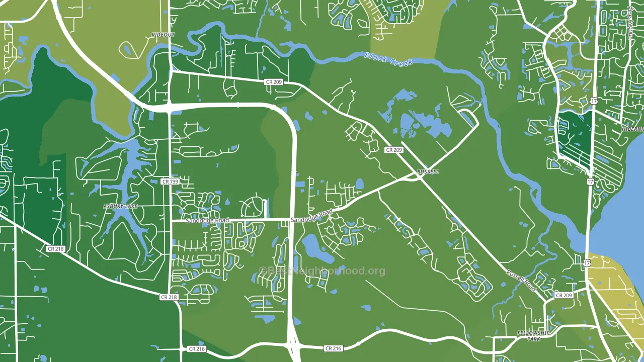 Russell, FL block-group voter-turnout map