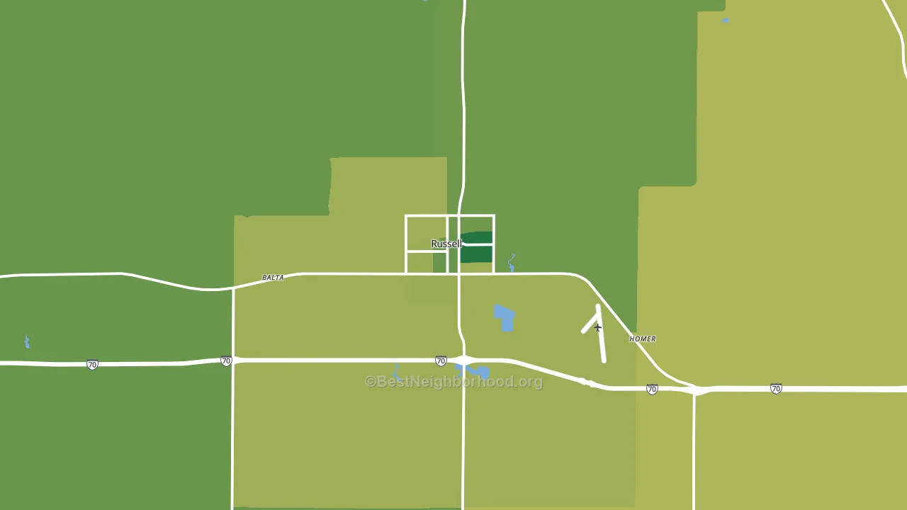 Russell, KS block-group voter-turnout map