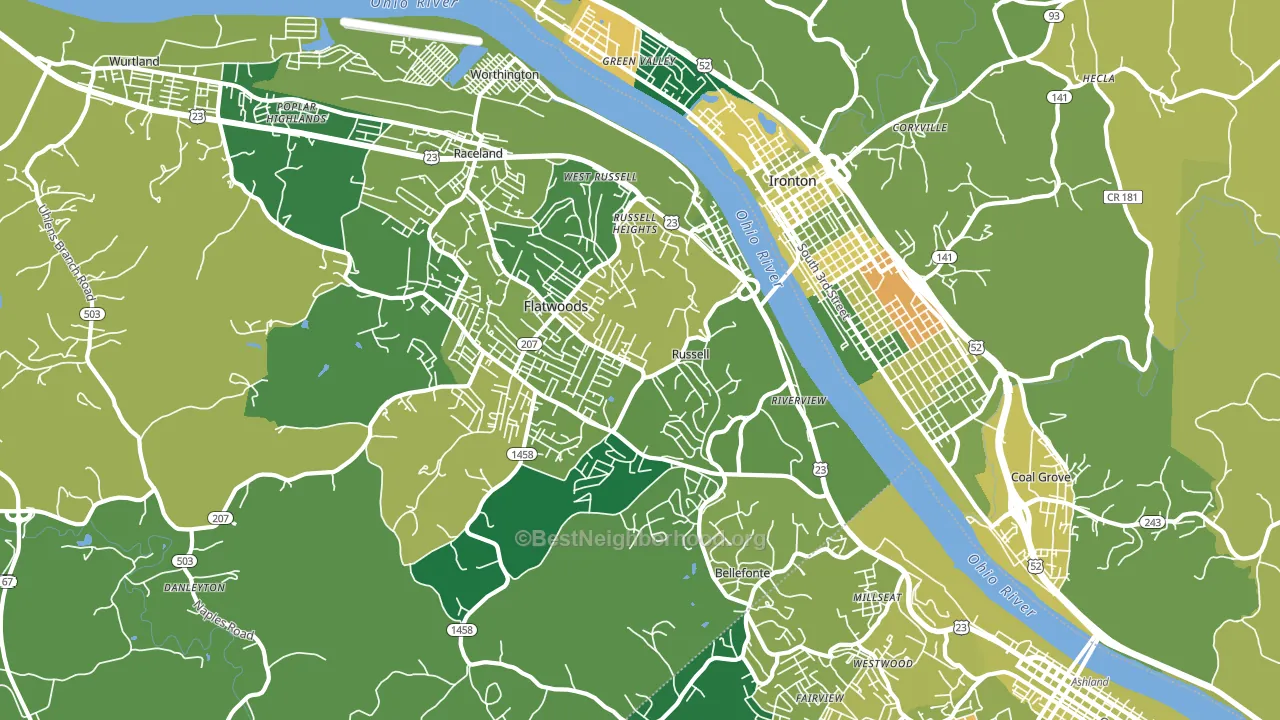Russell, KY block-group voter-turnout map