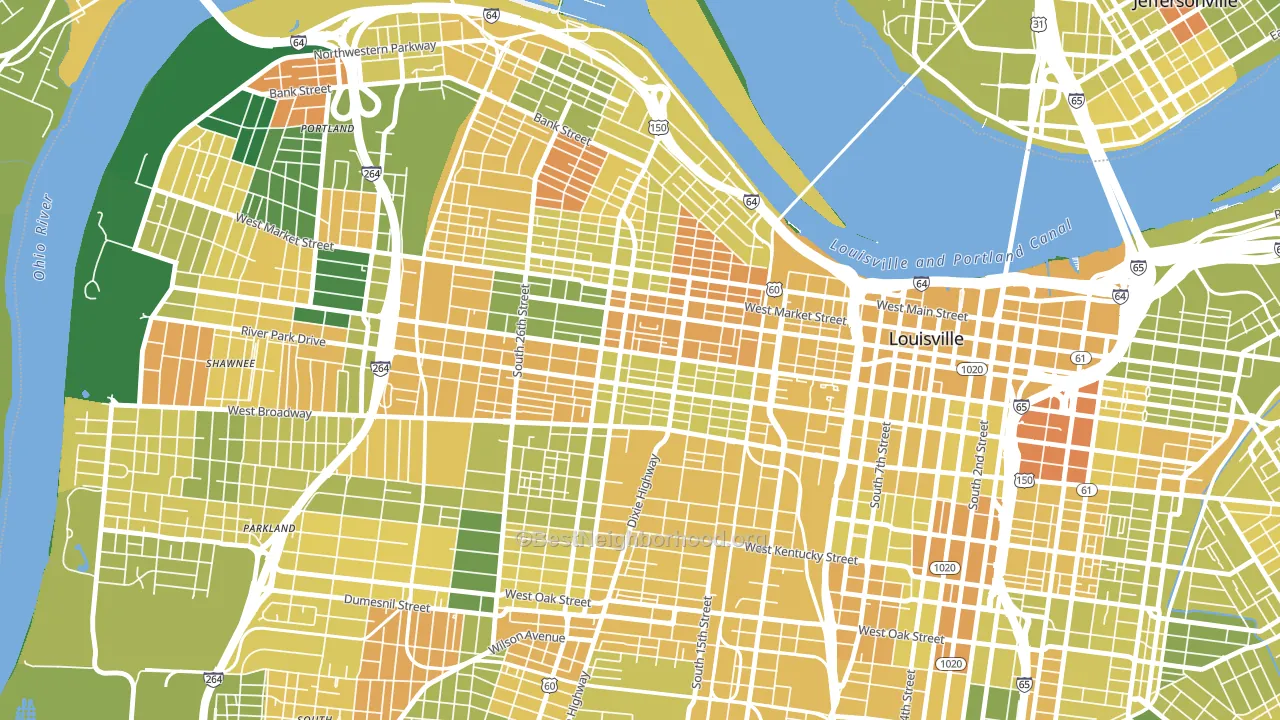 Russell, Louisville, KY block-group voter-turnout map