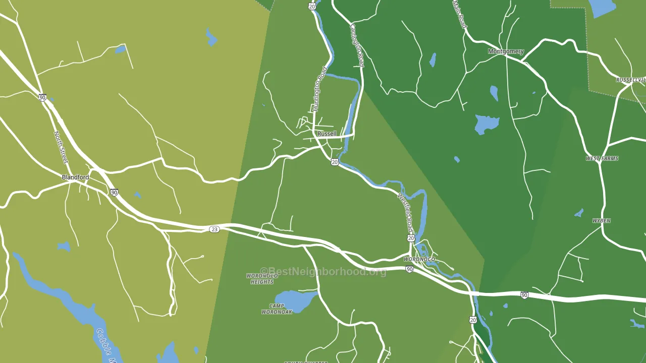 Russell, MA block-group voter-turnout map