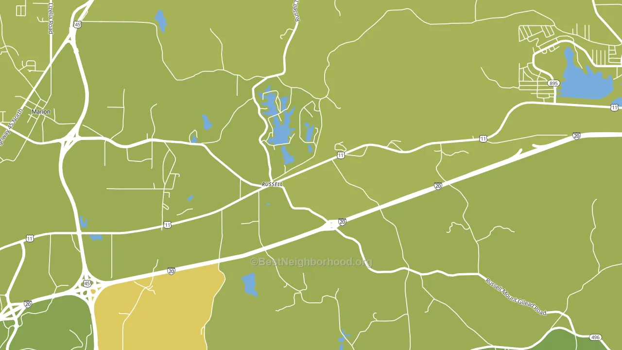 Russell, MS block-group voter-turnout map