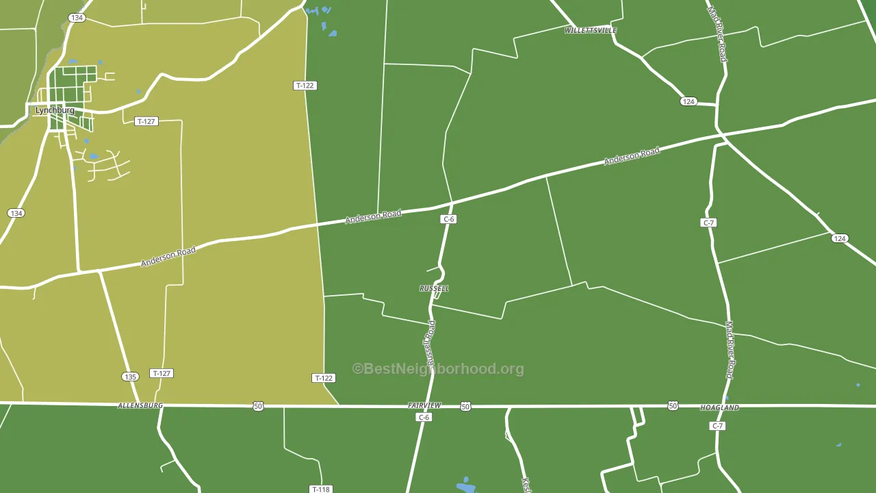 Russell, OH block-group voter-turnout map