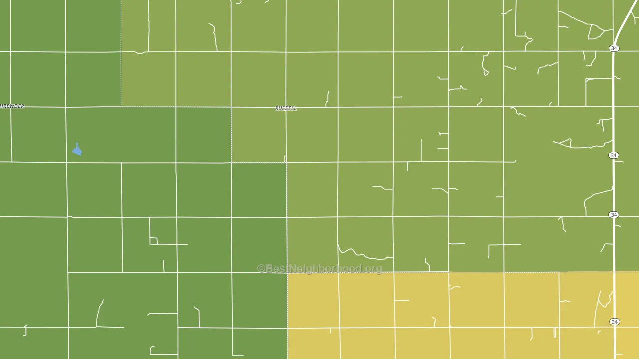 Russell, OK block-group voter-turnout map