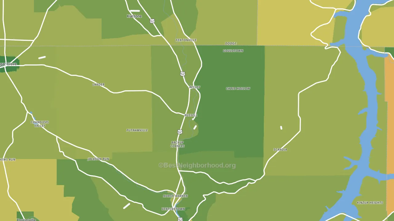 Russell, PA block-group voter-turnout map