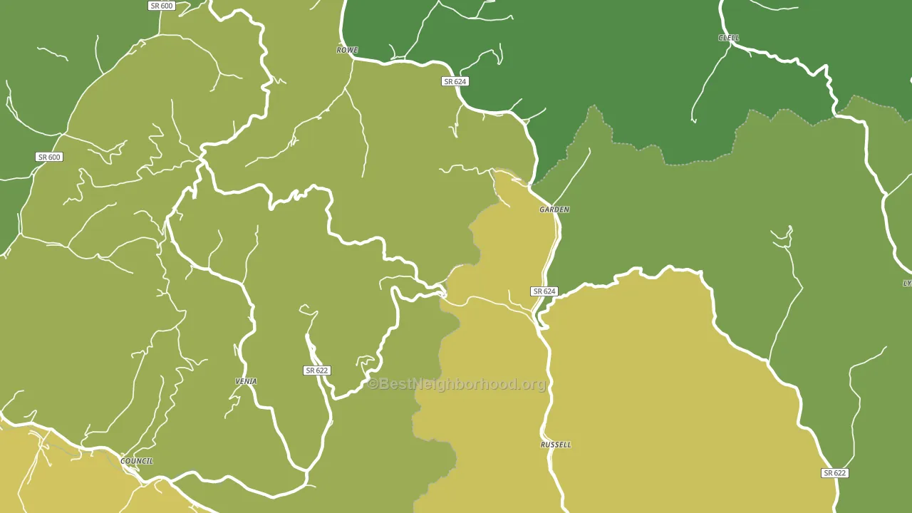 Russell, VA block-group voter-turnout map