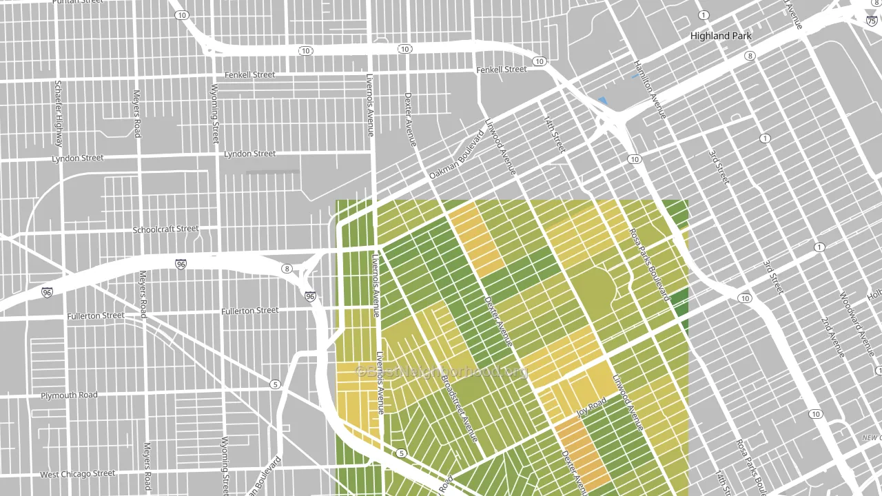Russell Woods, Detroit, MI block-group voter-turnout map