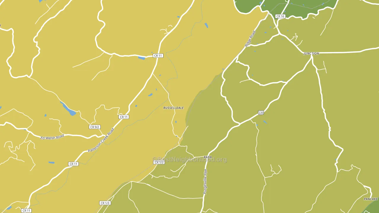 Russelldale, WV block-group voter-turnout map