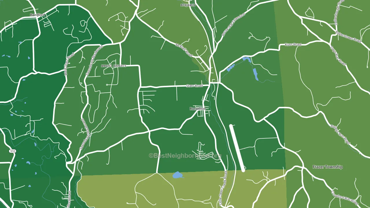 Russellton, PA block-group voter-turnout map