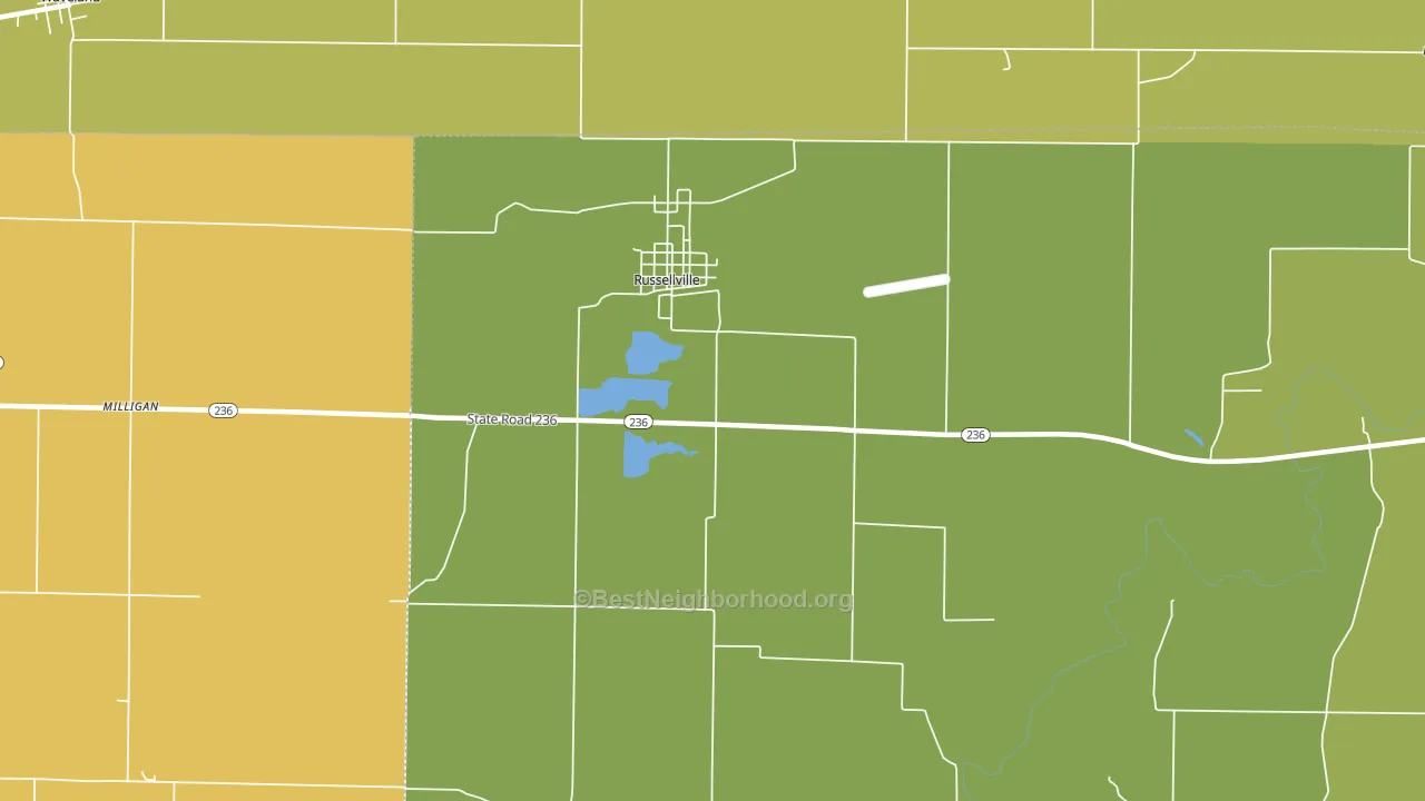 Russellville, IN block-group voter-turnout map