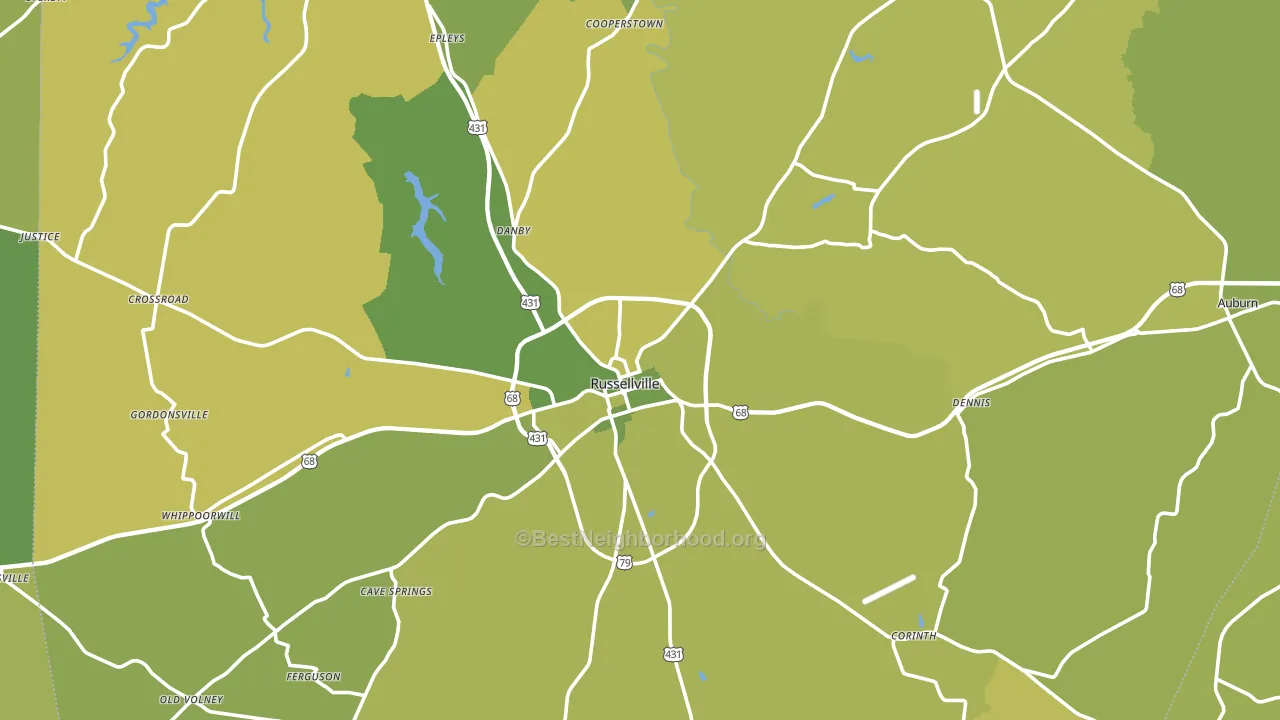 Russellville, KY block-group voter-turnout map