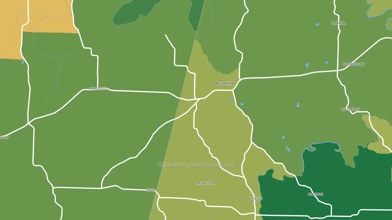 Russellville, MO block-group voter-turnout map