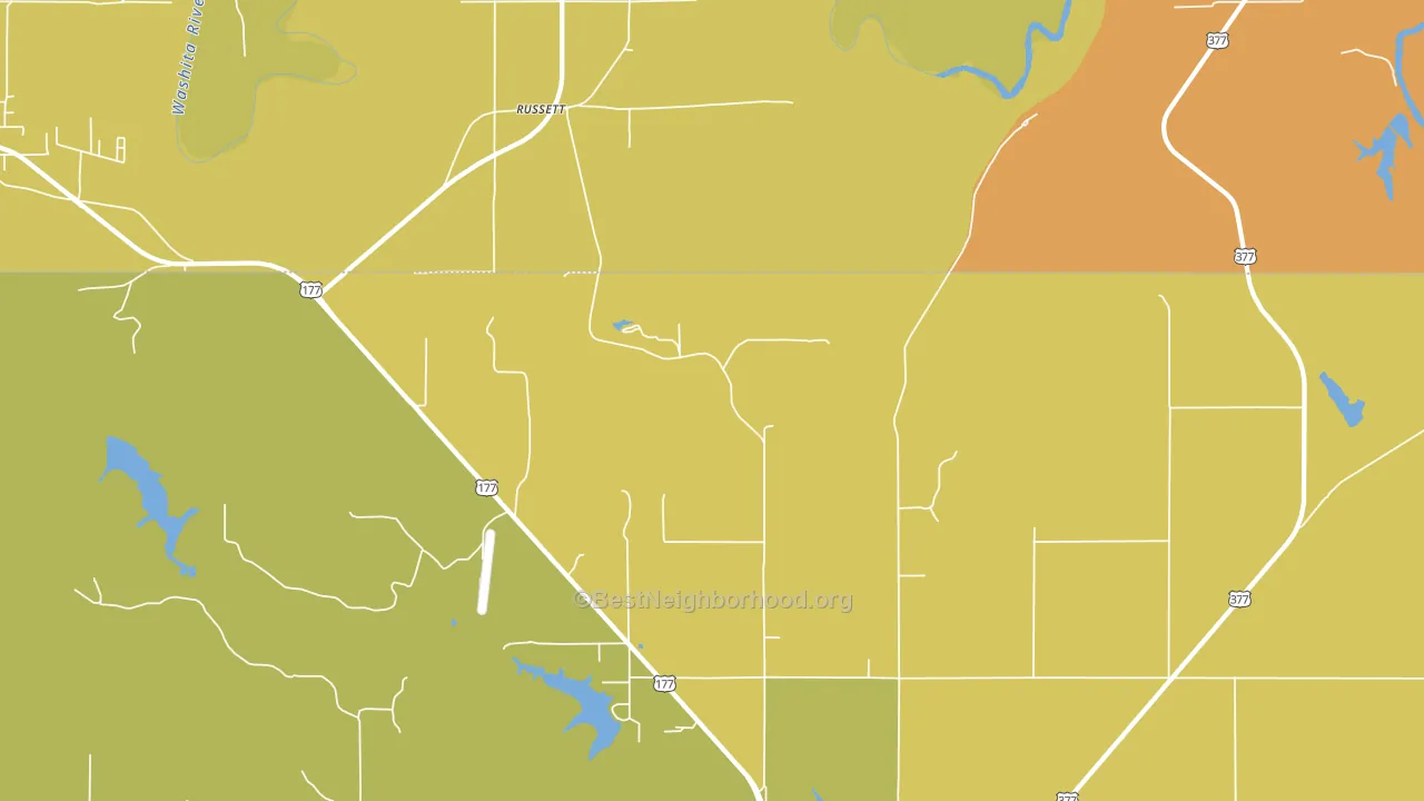 Russett, OK block-group voter-turnout map