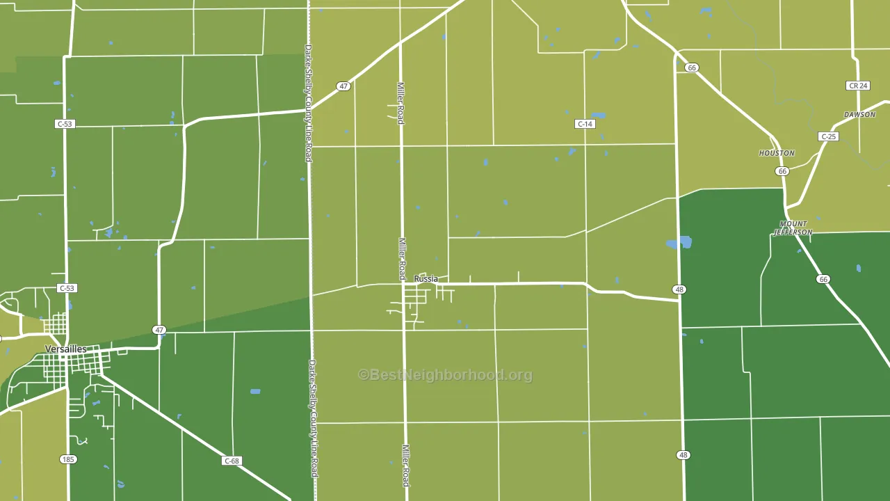 Russia, OH block-group voter-turnout map