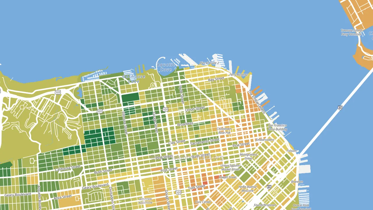 Russian Hill, San Francisco, CA block-group voter-turnout map
