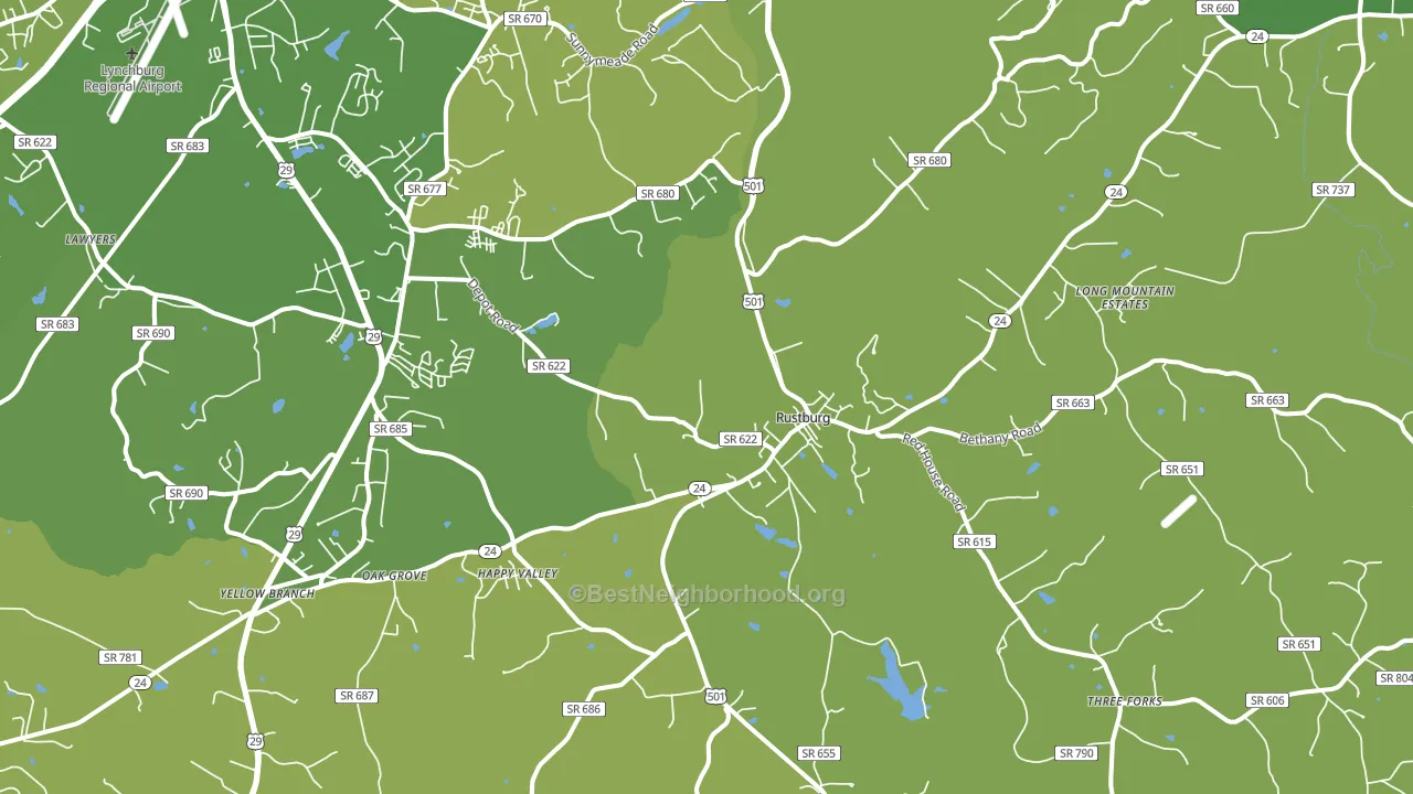 Rustburg, VA block-group voter-turnout map