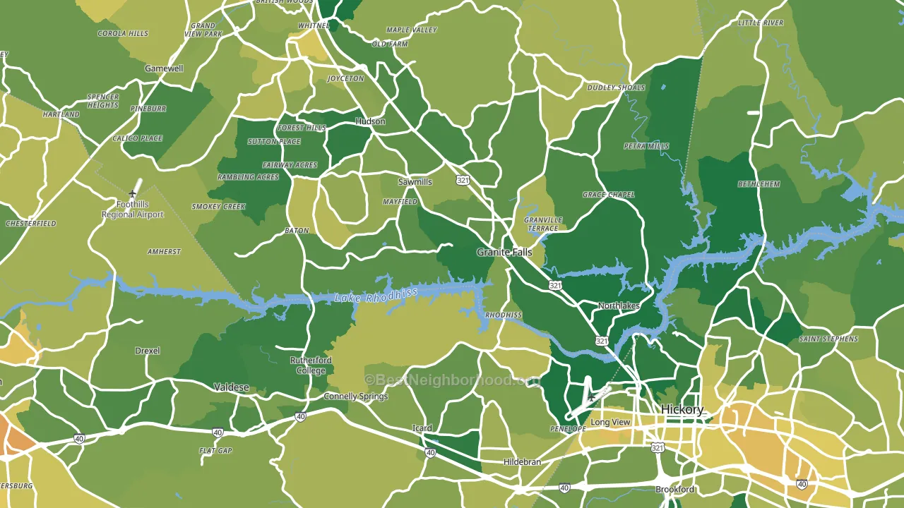 Rutherford College, NC block-group voter-turnout map