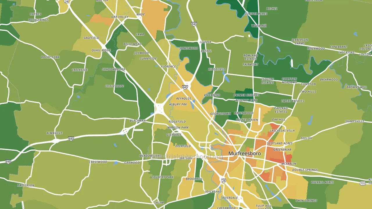Rutherford County, TN block-group voter-turnout map