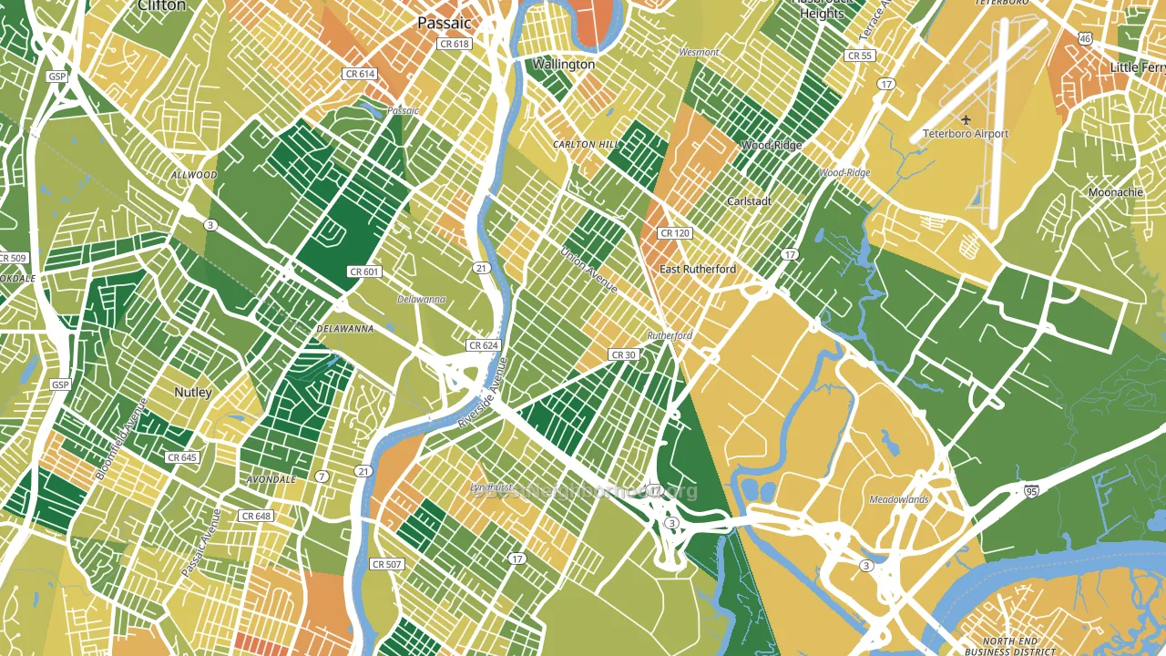Rutherford, NJ block-group voter-turnout map