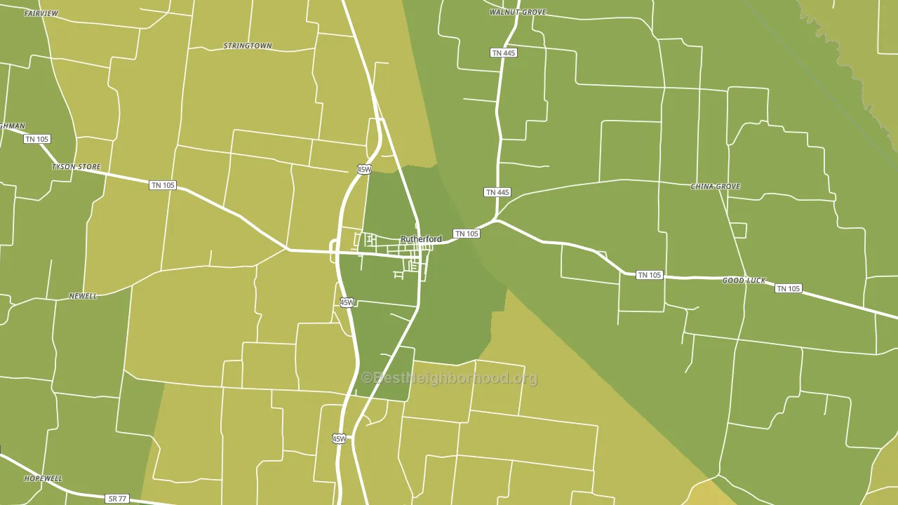 Rutherford, TN block-group voter-turnout map
