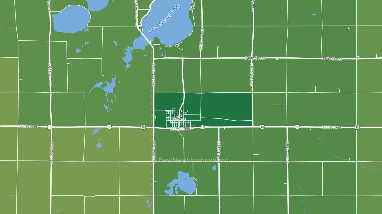 Ruthven, IA block-group voter-turnout map
