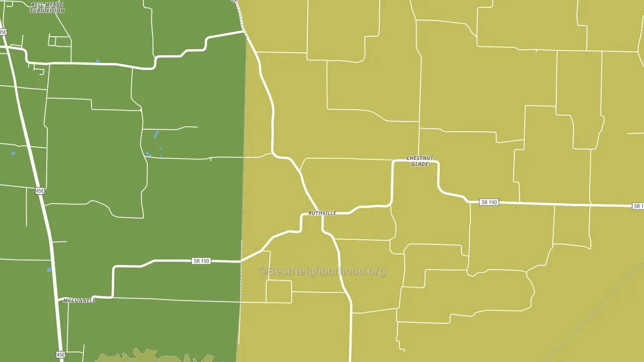 Ruthville, TN block-group voter-turnout map