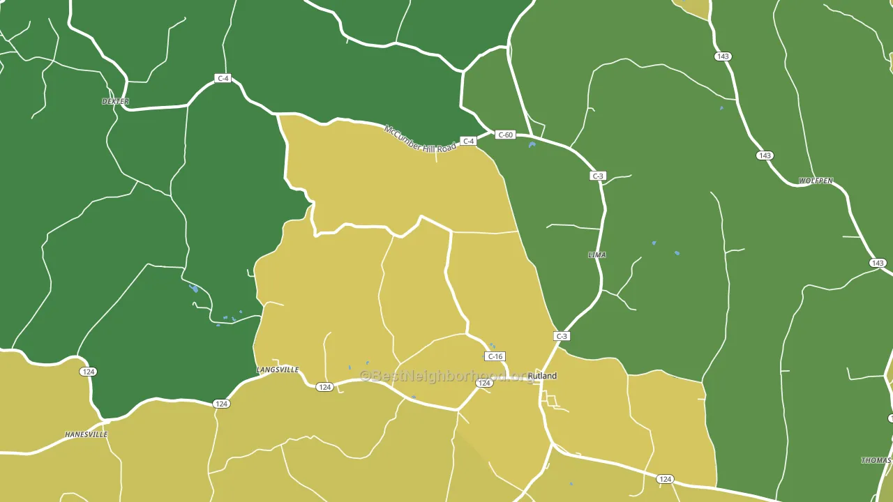 Rutland, OH block-group voter-turnout map
