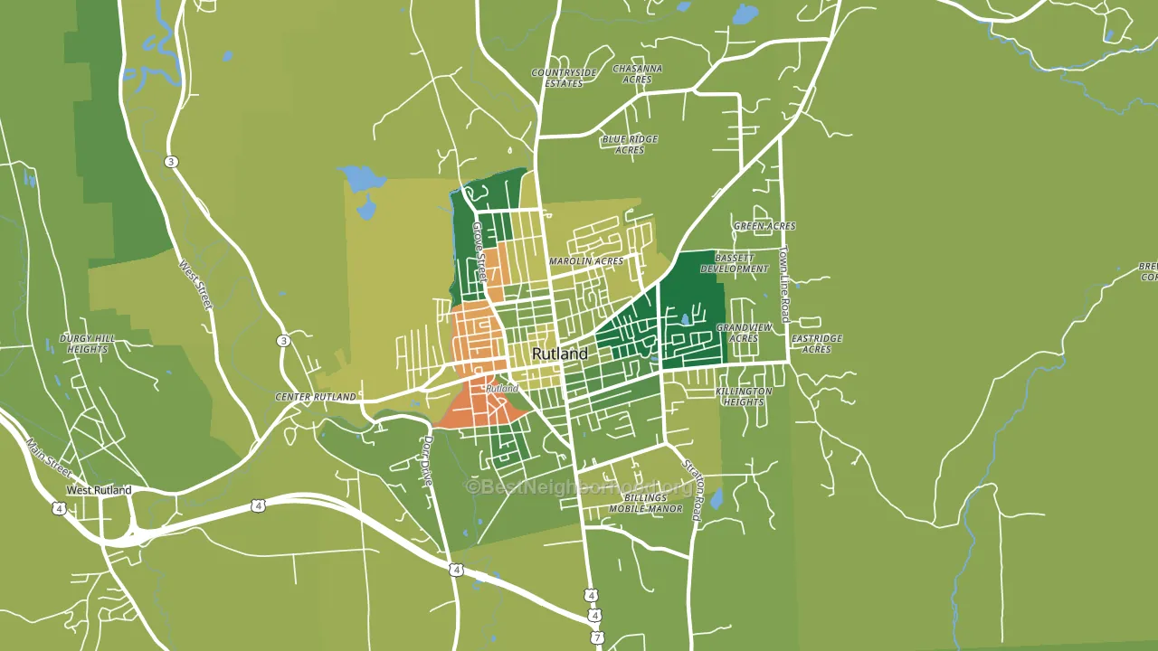 Rutland, VT block-group voter-turnout map