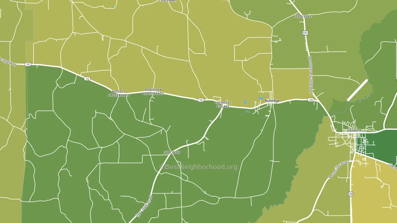Rutledge, AL block-group voter-turnout map