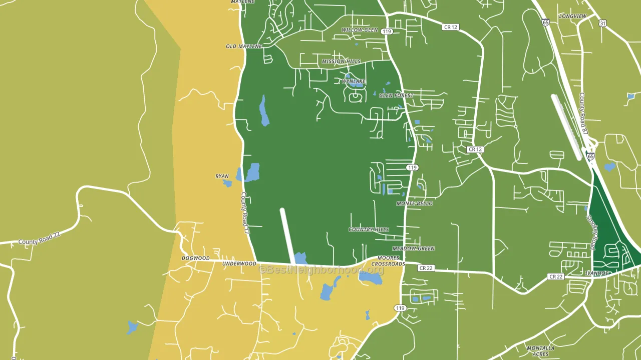 Ryan, AL block-group voter-turnout map