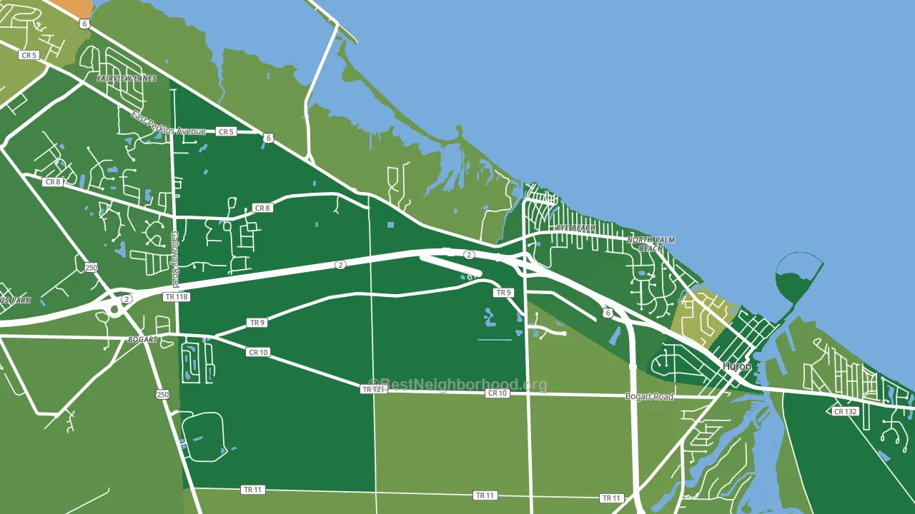Rye Beach, OH block-group voter-turnout map