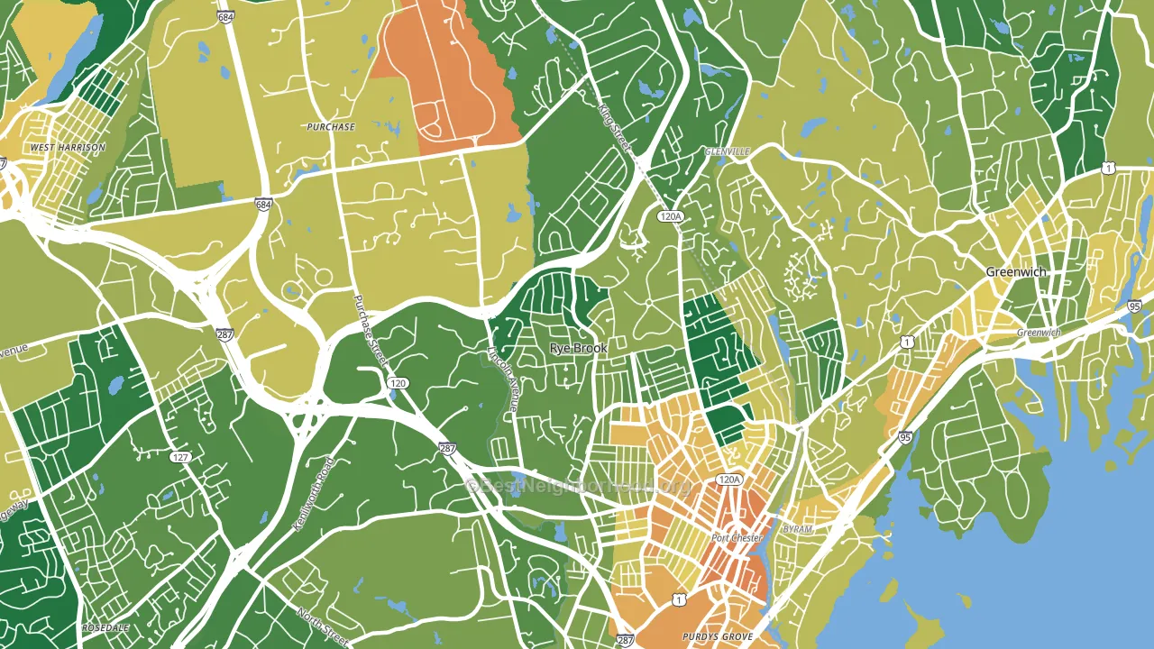 Rye Brook, NY block-group voter-turnout map