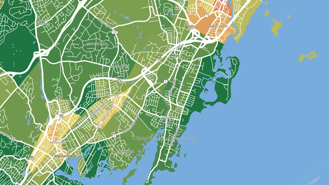 Rye, NY block-group voter-turnout map